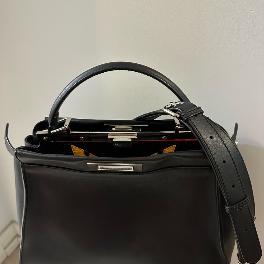 Fendi peekaboo medium black- limited edition monster eyes with python skin